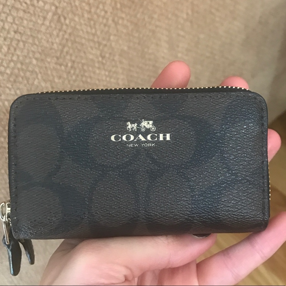 Authentic Coach Signature Double Zip Wallet brown
