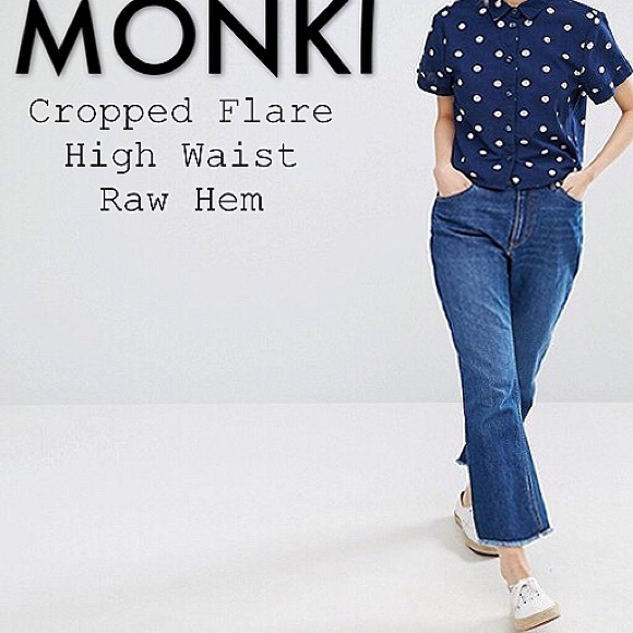 ASOS Denim - 🆕MONKI Cropped Kick Flare High Raw Jeans,W28