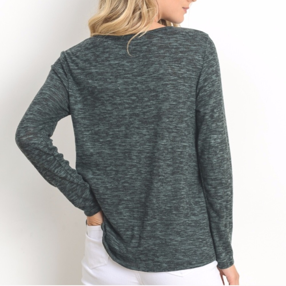 Knit Front Knot Top  - Picture 2 of 2