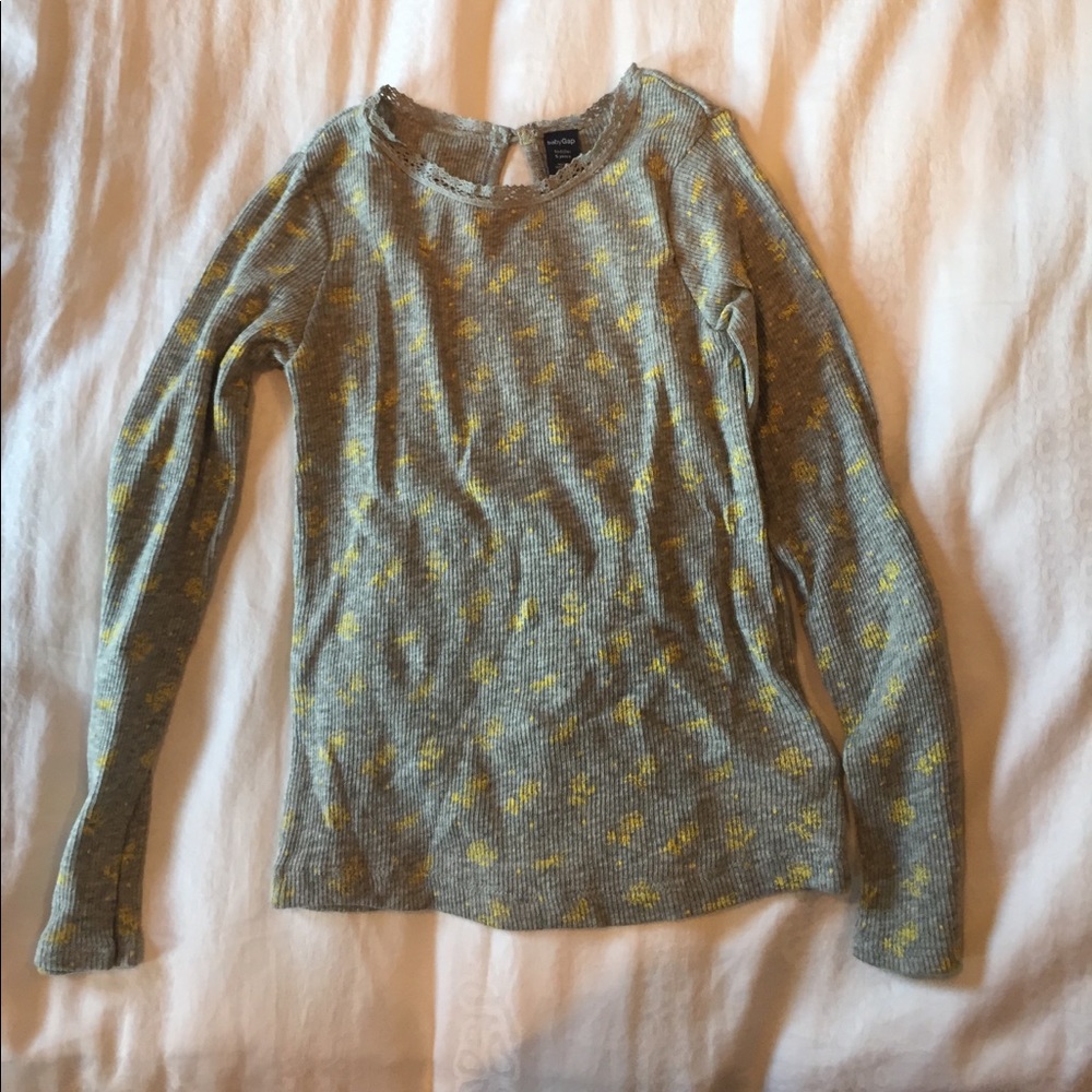 New baby gap grey with yellow flowers thermal top