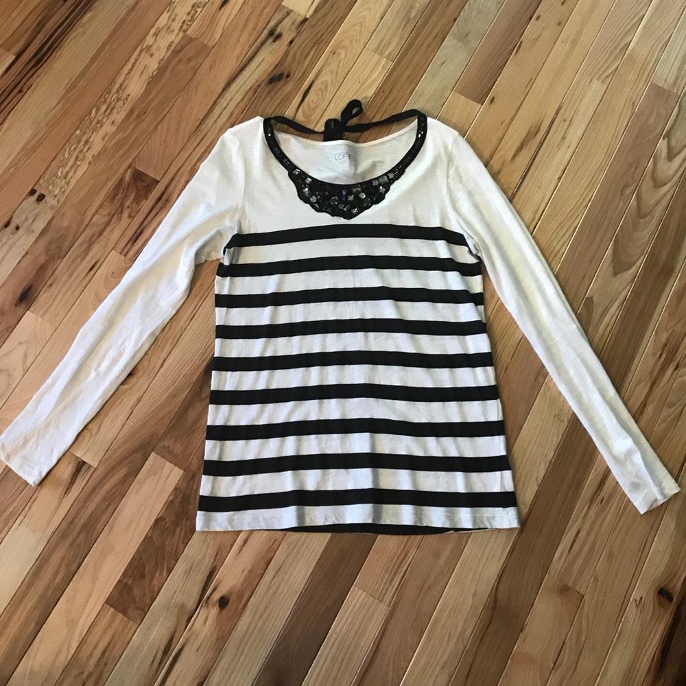 EUC Loft Long Sleeve Embellished Tee