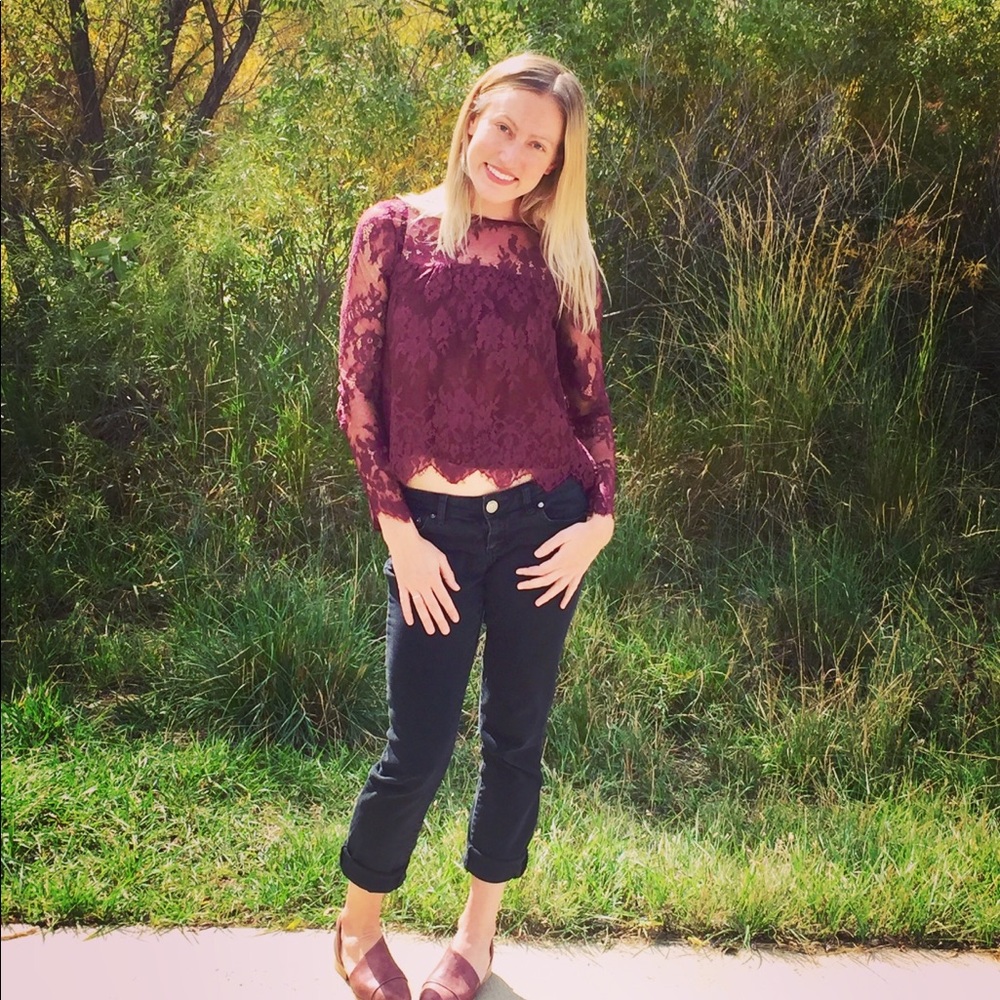 Long sleeve lace top- petite
