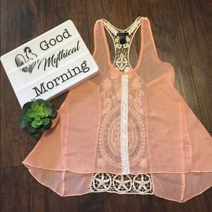 >>5 for $25>> Soft Pink/Peach Crochet Top - #025