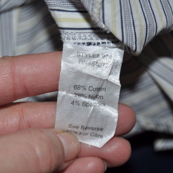 sold CABI #974 Pinstripe Shirt Navy/Yellow/White - Picture 8 of 8