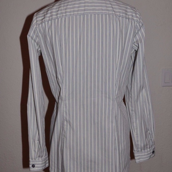 sold CABI #974 Pinstripe Shirt Navy/Yellow/White - Picture 7 of 8
