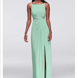 Double strap mesh dress with lace