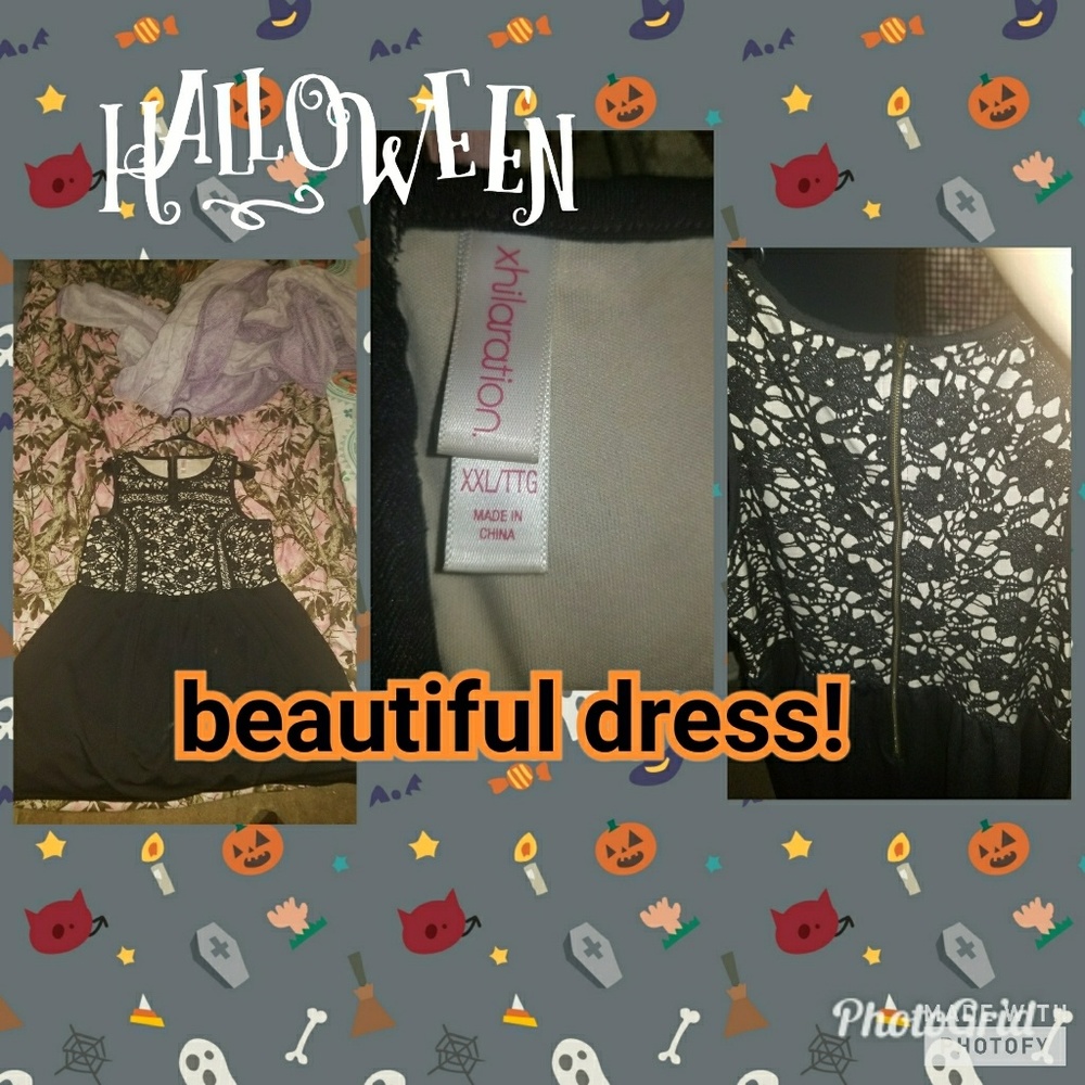 **SOLD**Black dress with lace top!