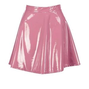 Pink Vinyl Skater Skirt