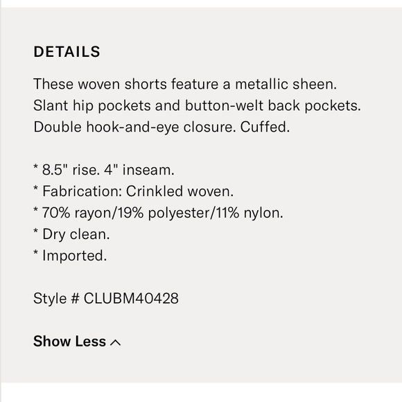 NWOT! Club Monaco Marianna Champagne City Shorts - Picture 8 of 8