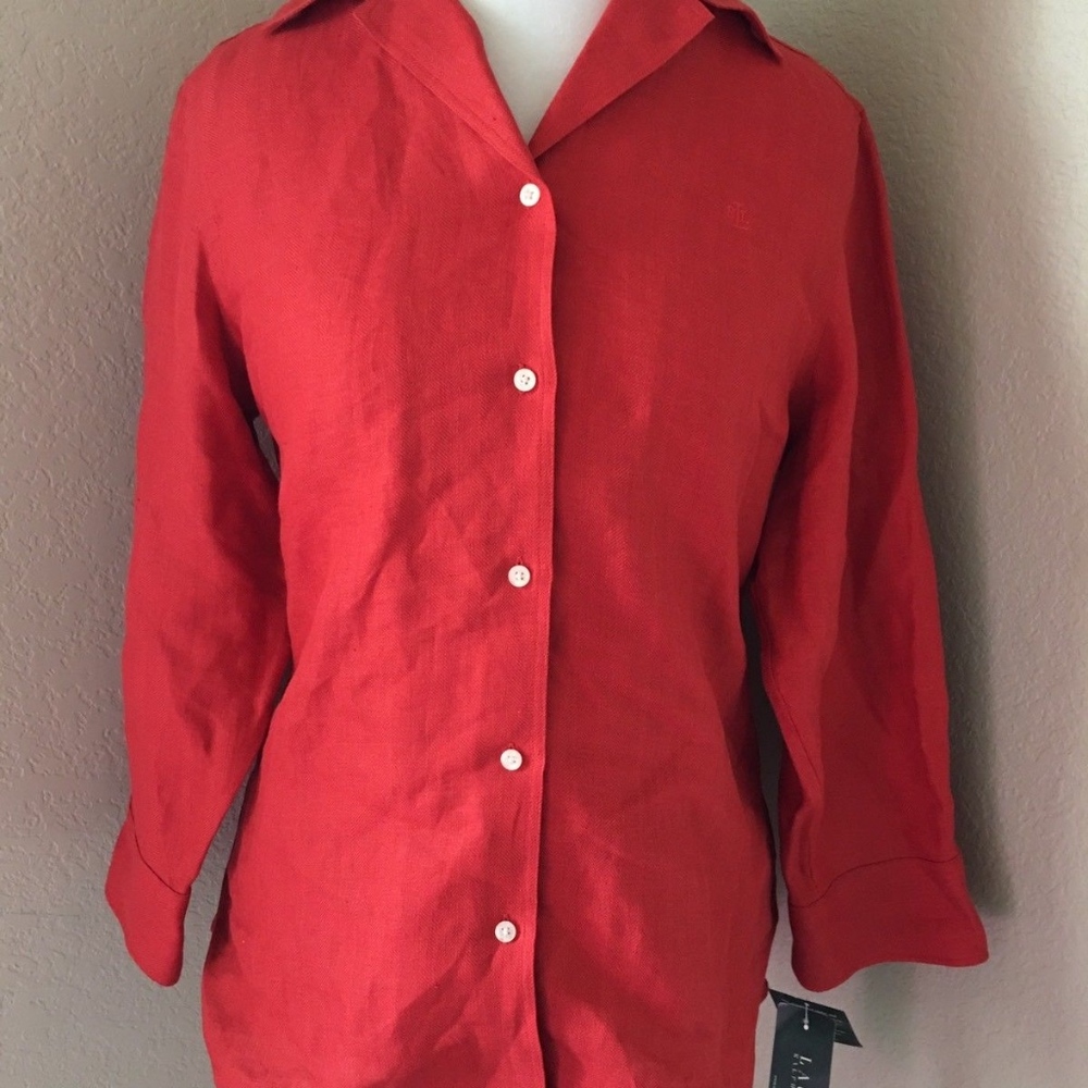 Ralph Lauren Button Down Long Sleeve Linen Medium