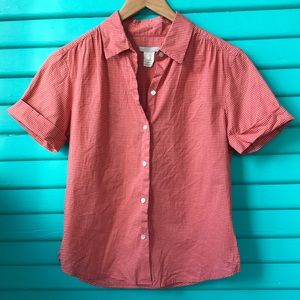 J.Crew short sleeve, button down polka dot shirt