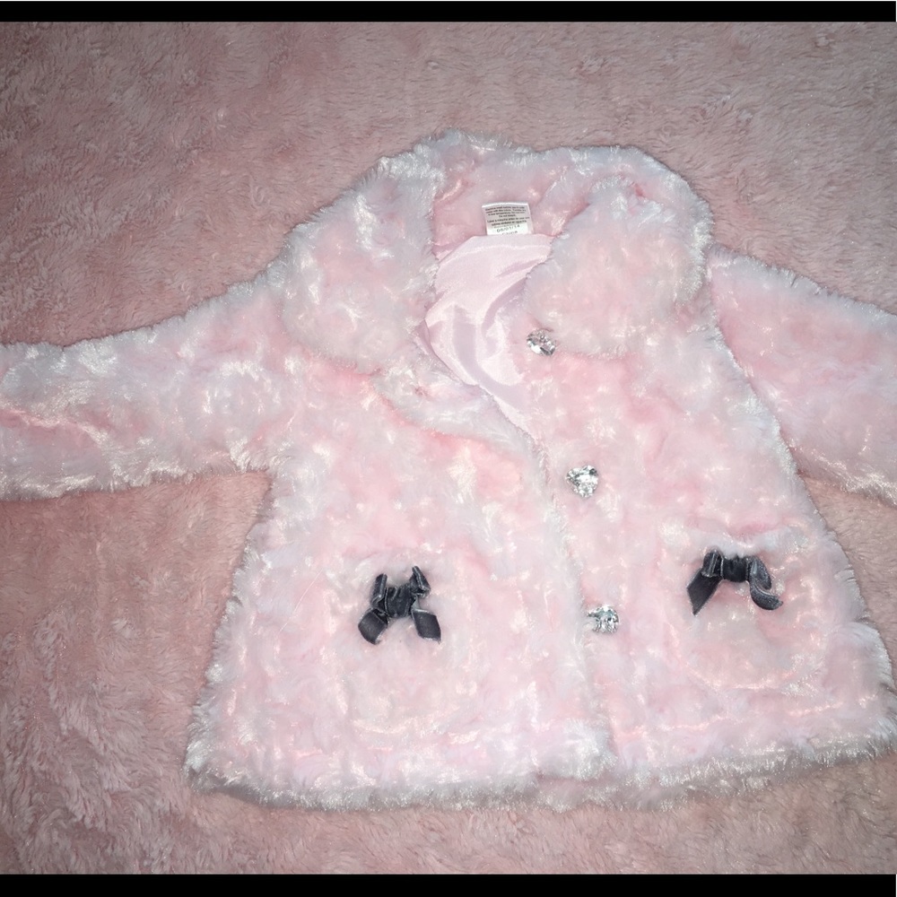 Little girls pink fur jacket
