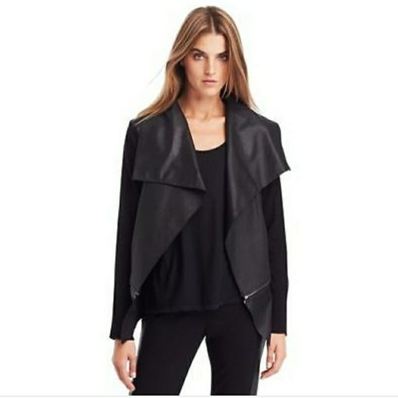 Kenneth Cole Leather Sweater Jacket - Picture 1 of 5