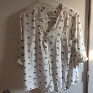 Three quarter Sleeve tunic top white and grey