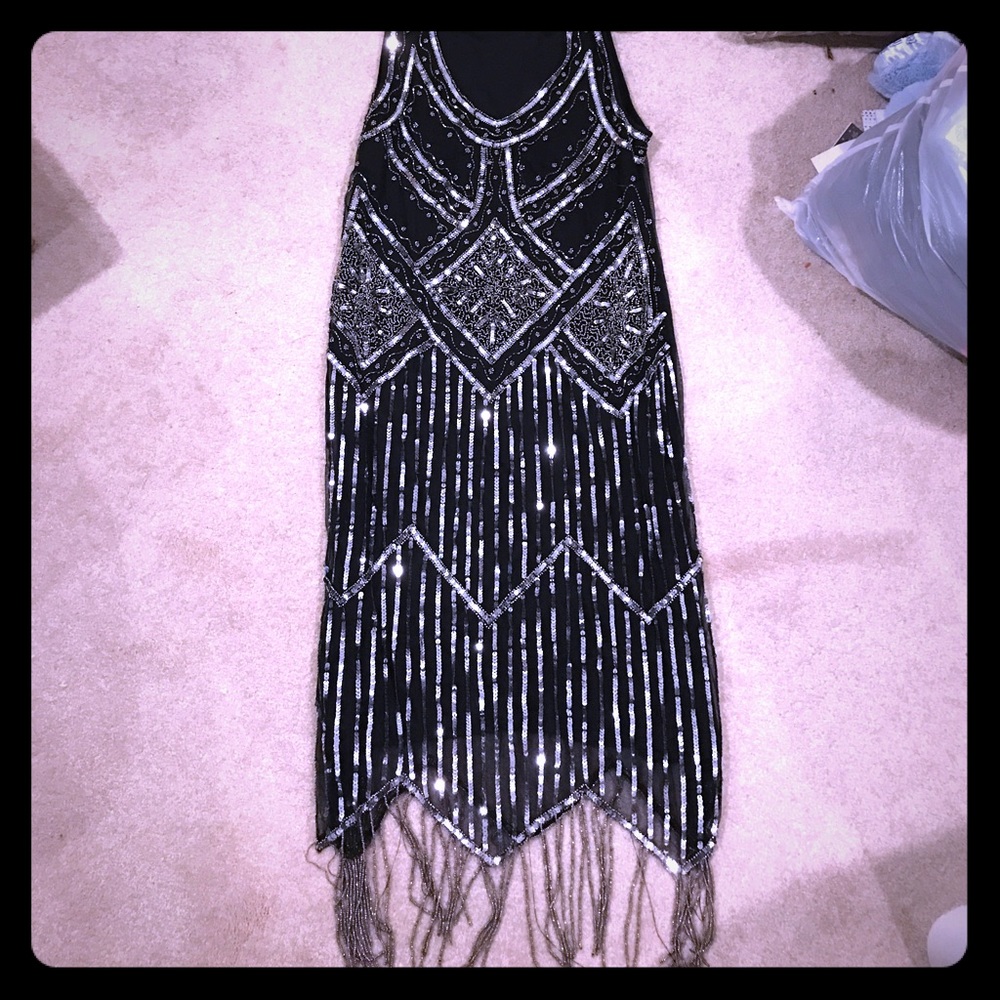 Gatsby flapper dress, hand beaded! Size 14 US