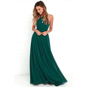 Dark green formal maxi dress