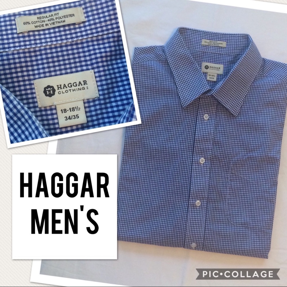 ⭐️MOVING SALE⭐️Haggar blue & white gingham shirt