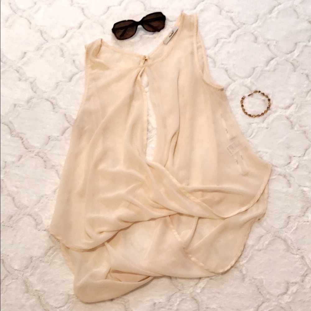 Cream Sheer Flowy Tank Top!