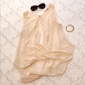 Cream Sheer Flowy Tank Top!
