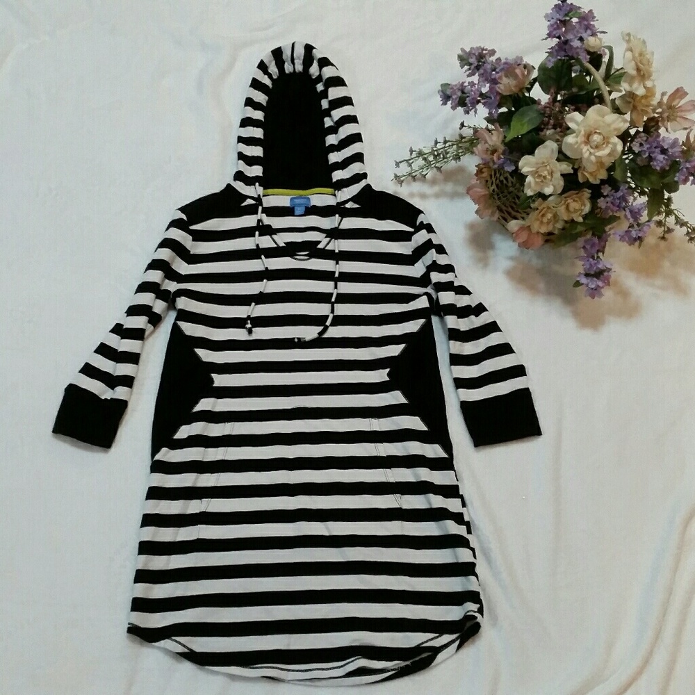 Simply Vera Vera Wang BW Striped Hooded Sweater
