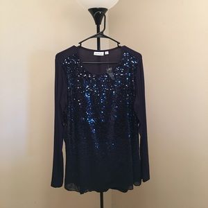 JOAN RIVERS NAVY SPARKLE TUNIC NEVER WORN