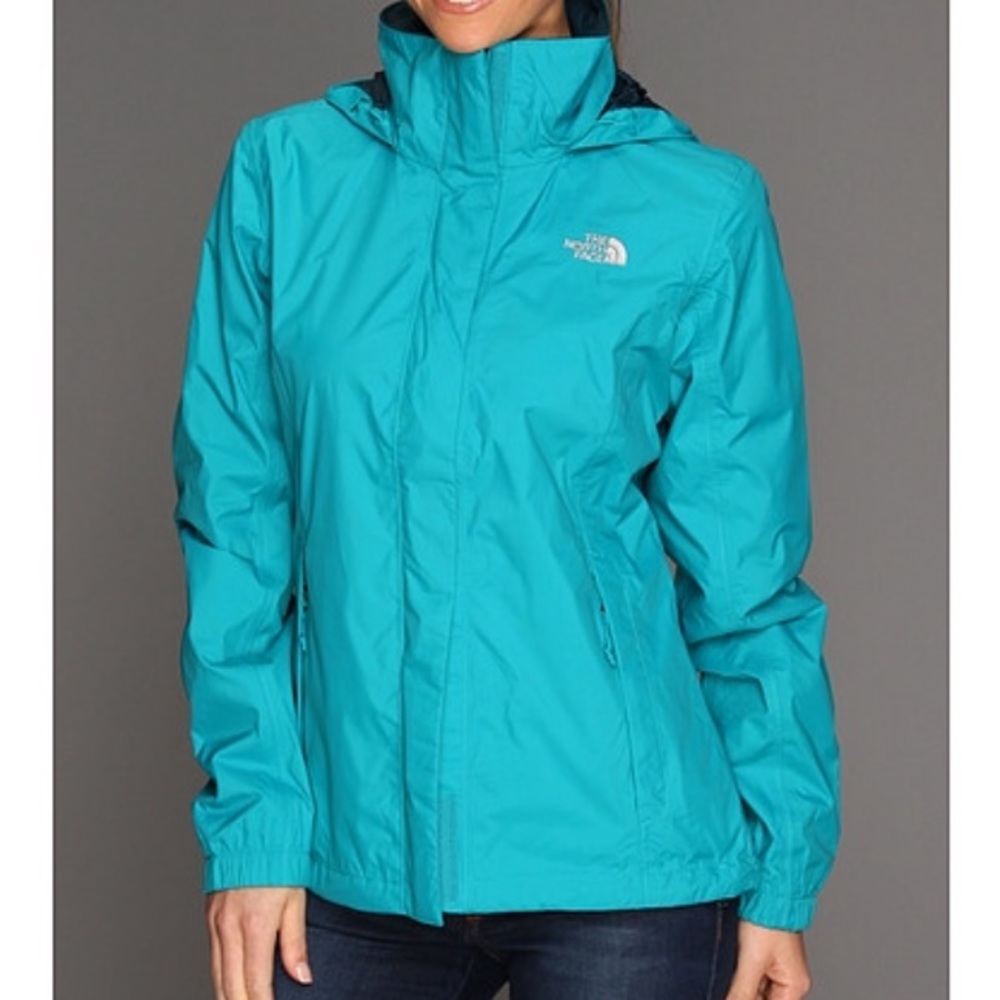Blue north face rain jacket