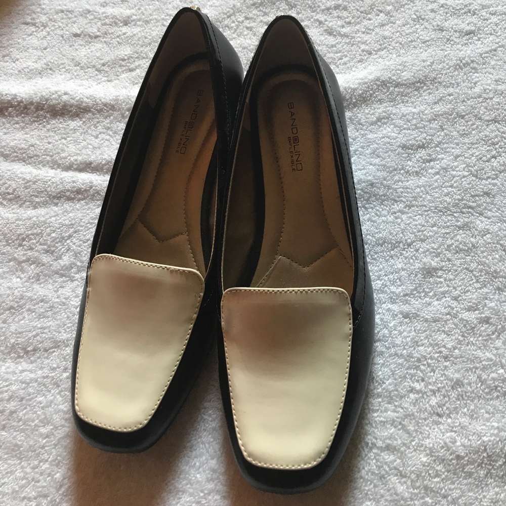 Size 9 black and white patent/leather shoes