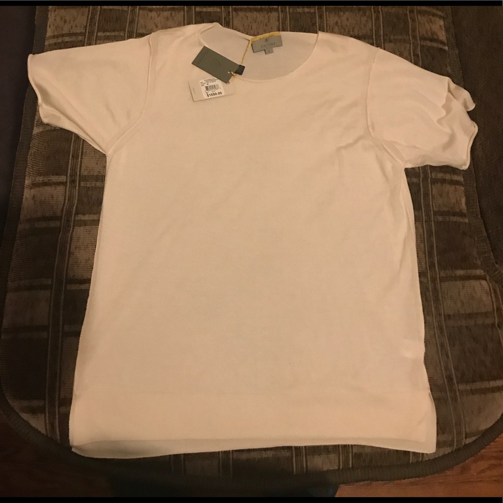 $1050 Canali White Cashmere Silk New Women's Shirt