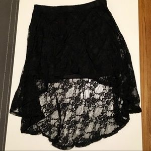 Black, lace, high/low skirt