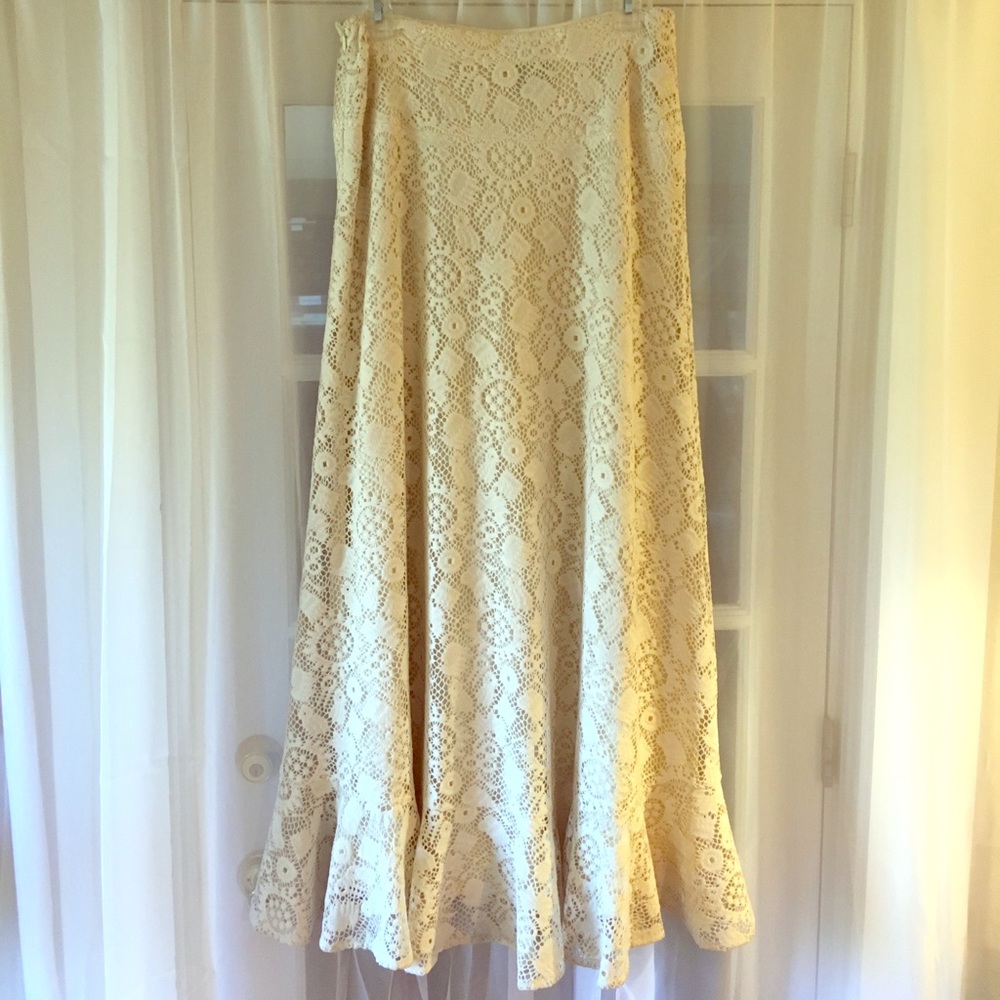 Long white Lace skirt