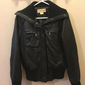 Michael Kors Leather Bomber Jacket