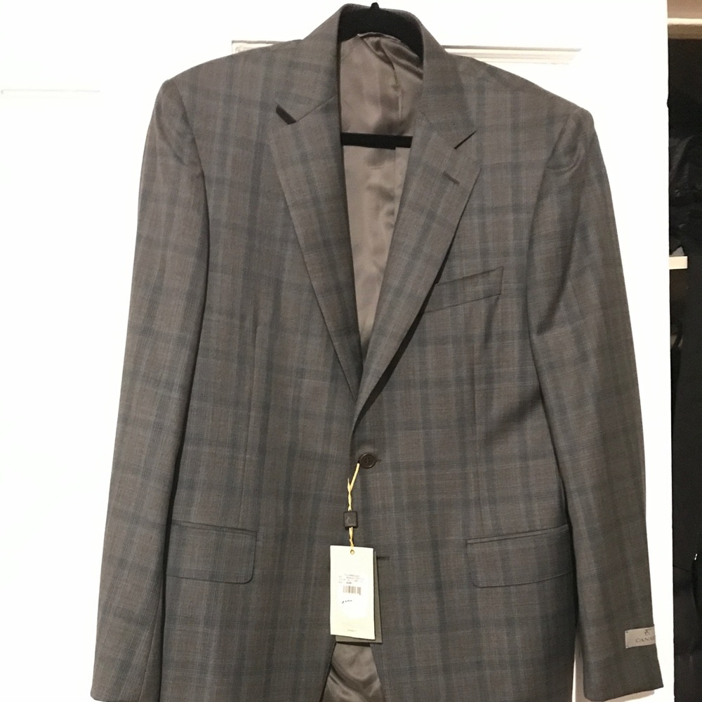 $1995 Canali Light Grey Windowpane Wool New Blazer