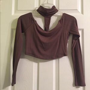 NW NWT Naked Wardrobe long sleeve crop choker top