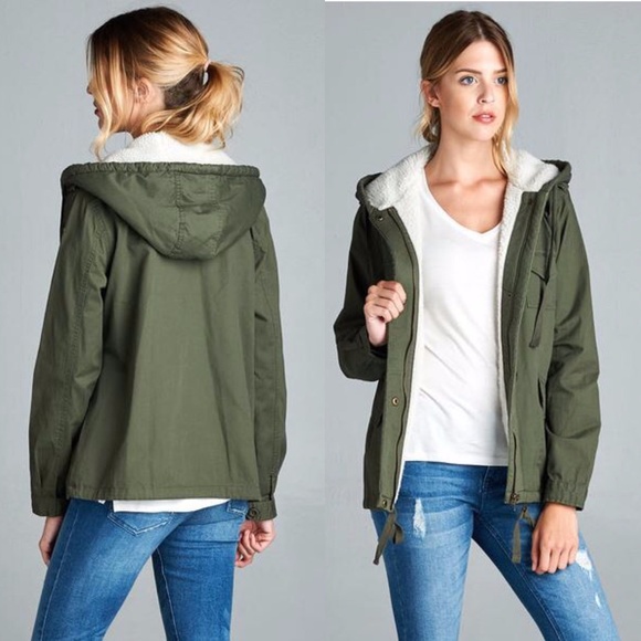 NWT Small Faux Fur Lined Utility Jacket - Picture 2 of 7