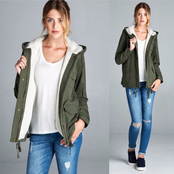 NWT Small Faux Fur Lined Utility Jacket - Picture 3 of 7