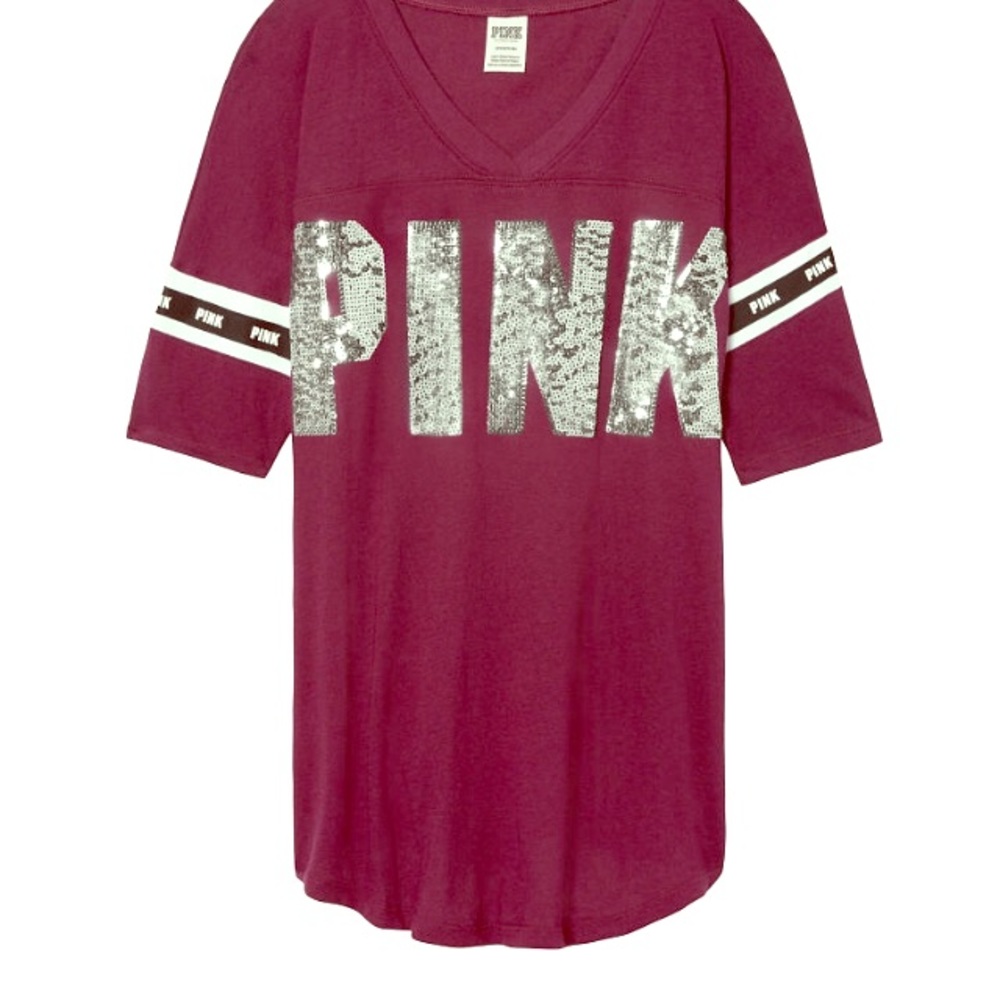 Pink bling v neck