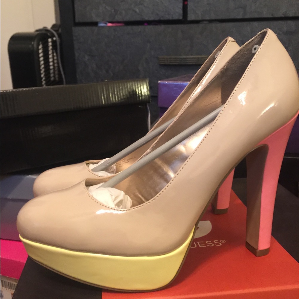 G by GUESS Colorblock Platform Heels (new)