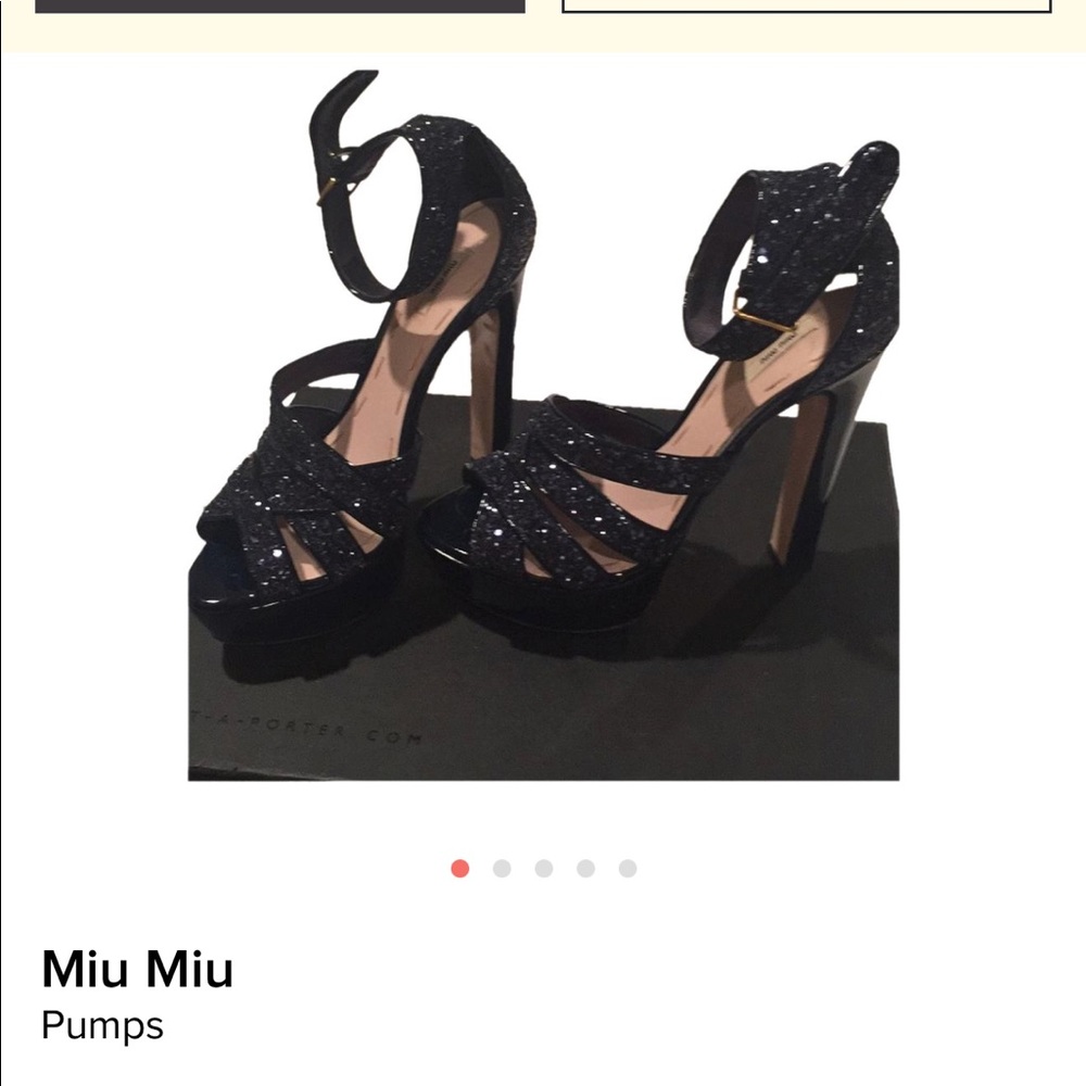 Miu miu navy blue glitter pumps