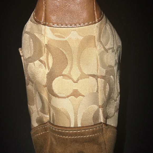 Tan and cream baguette coach handbag - Picture 5 of 8