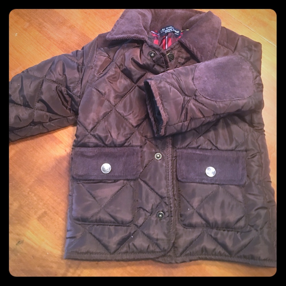 ☀️ Baby Boy 12months Brown/plaid quilted jacket