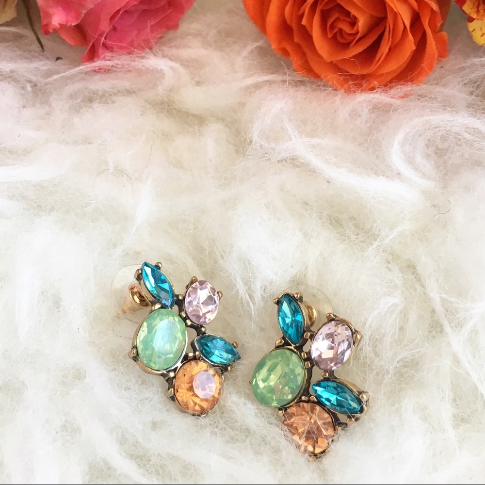 Colorful rhinestone statement earrings