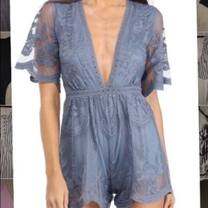 Blue lace romper
