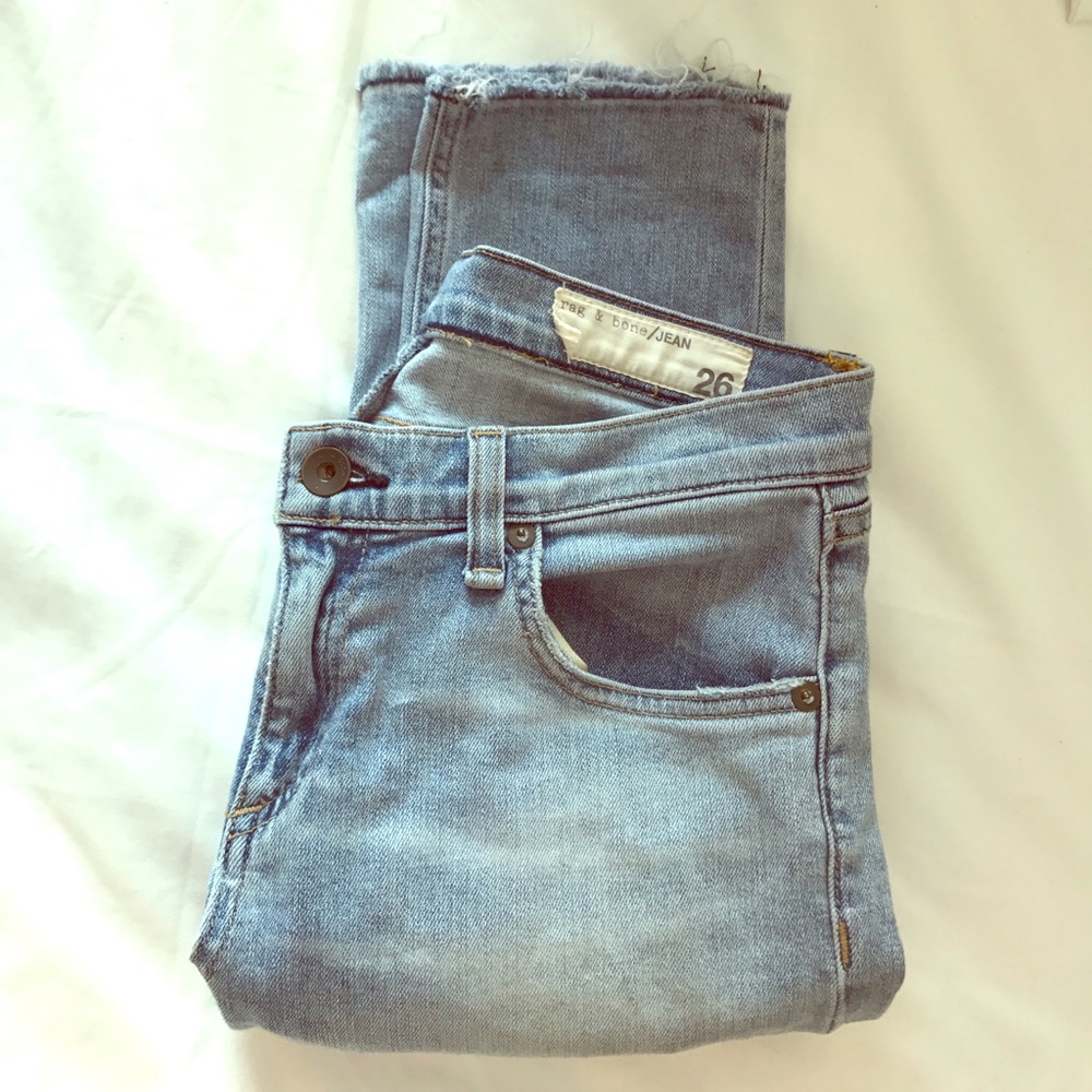 Rag and bone light wash straight leg jeans