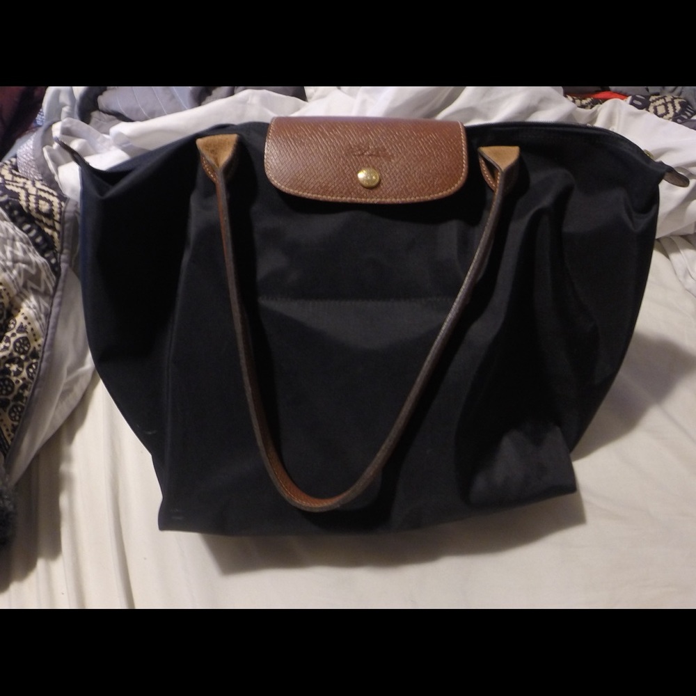 Black Canvas Longchamp Tote