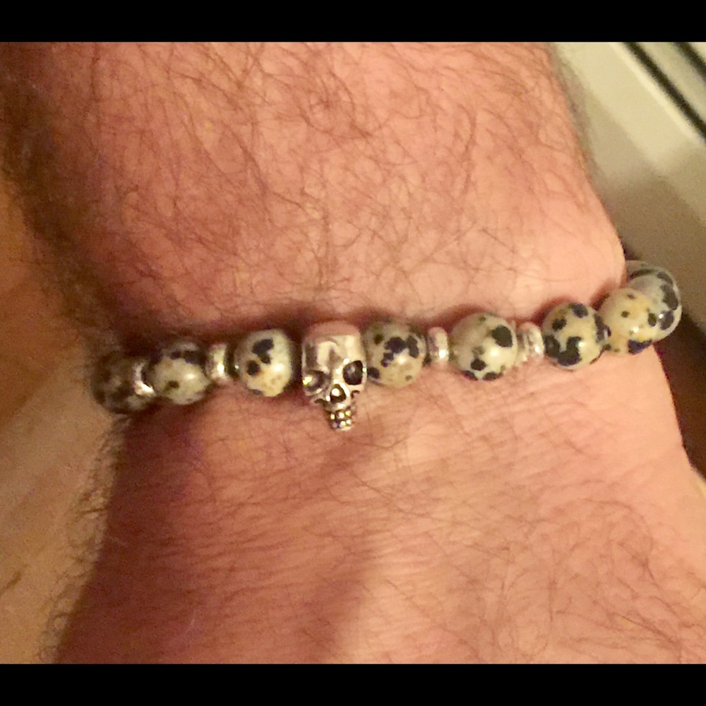 Spotted Stone and Skull Bracelet