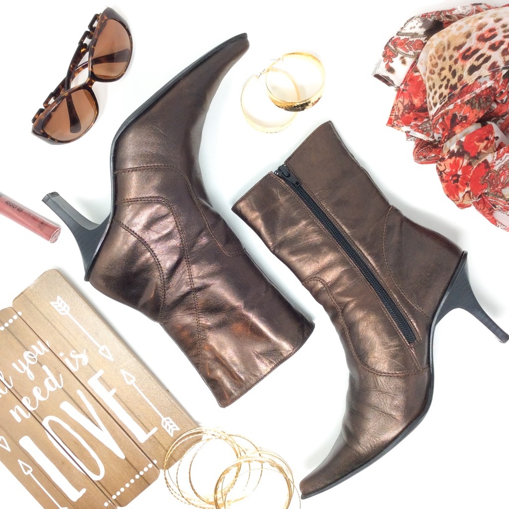 Nine West Metallic High Heel Sara Ankle Boots
