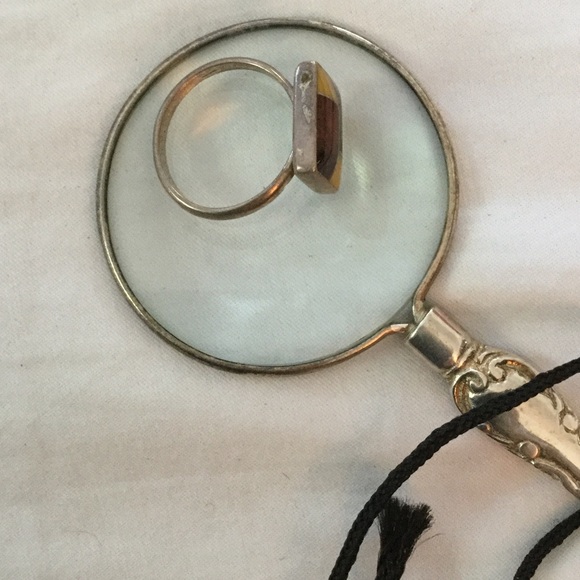 Sterling and amber ring, 8.5 - Picture 3 of 3