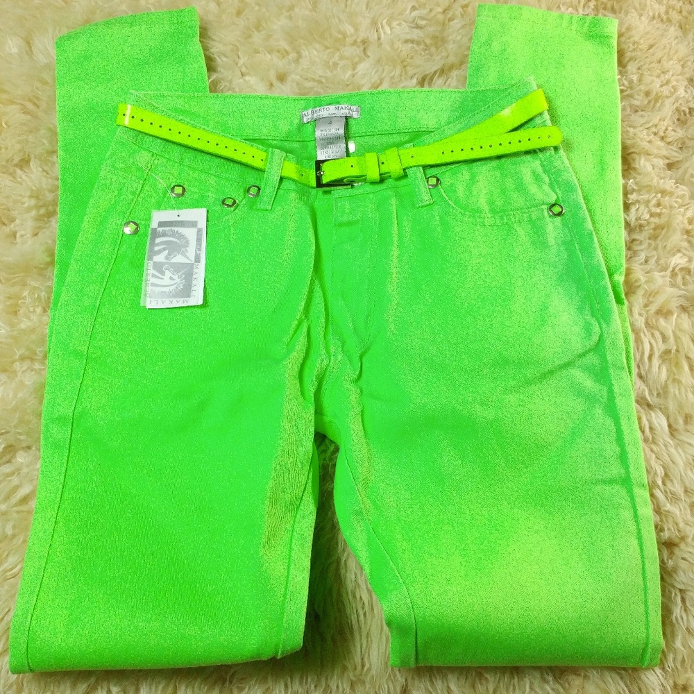 ALBERTO-MAKALI-sz-4-SKINNY-Jeans-BRIGHT-GREEN