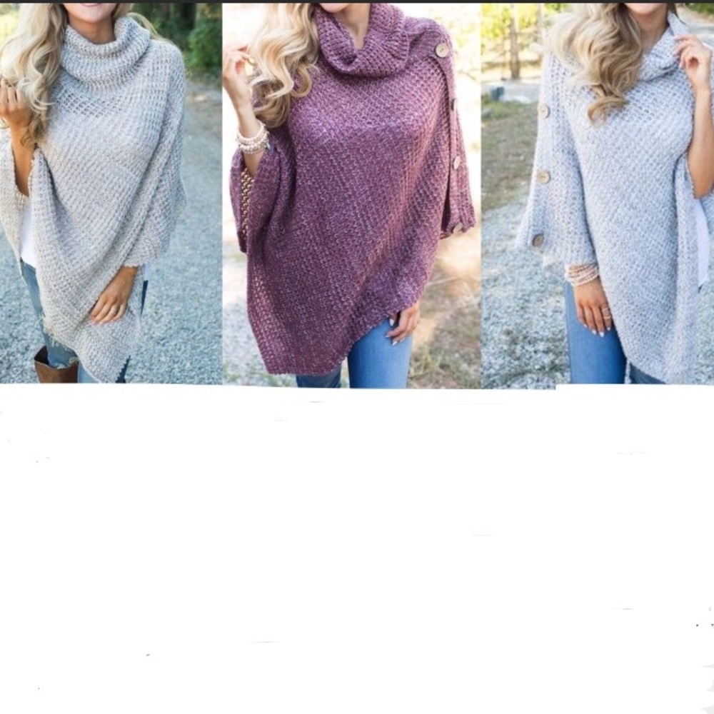 Knit Turtleneck Poncho