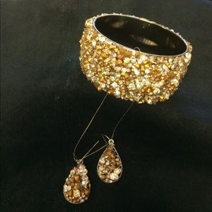 Gold & Diamond Bangle Bracelet Set